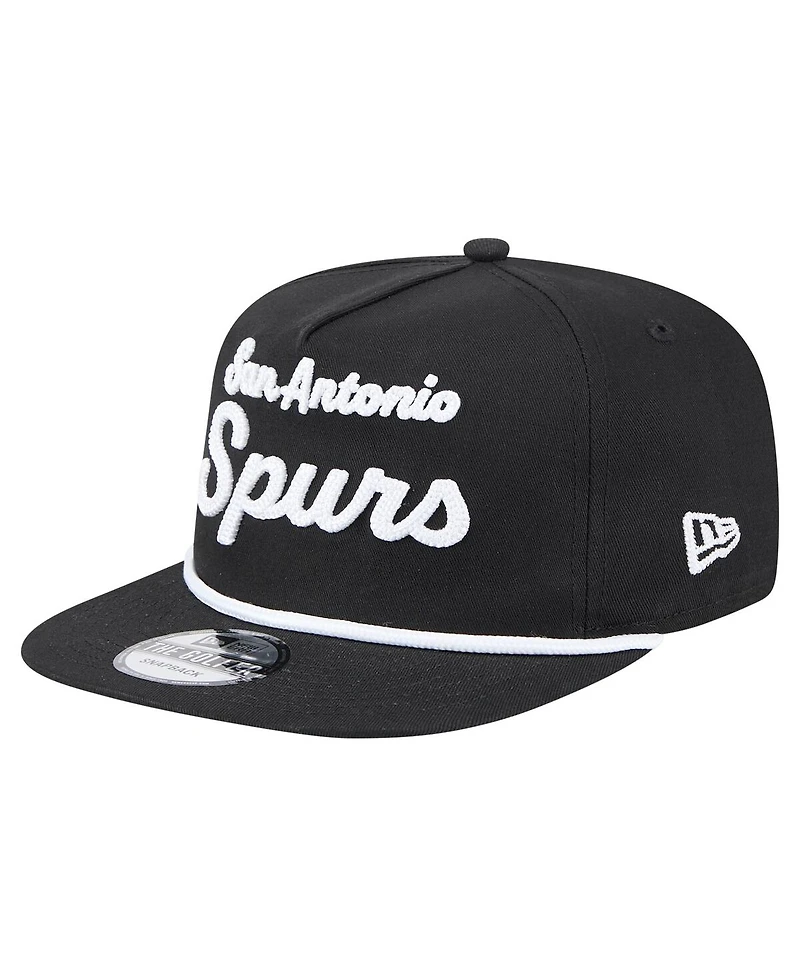 New Era Men's Black San Antonio Spurs Team Text Golfer Snapback Hat