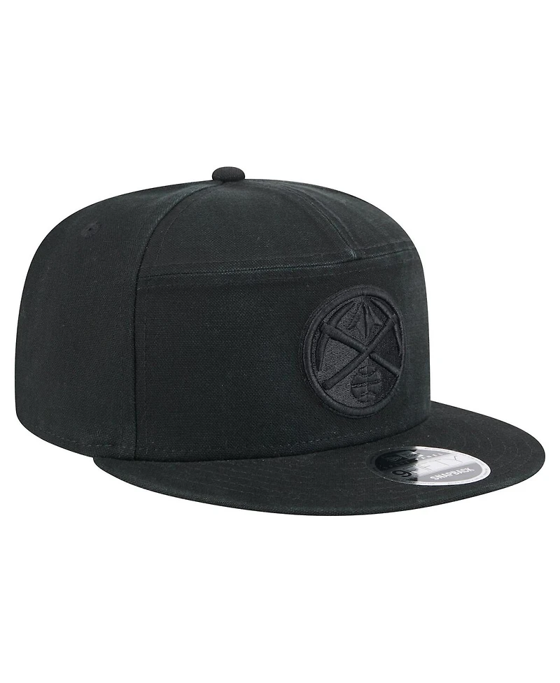 New Era Men's Black Denver Nuggets Adventure Canvas Split Panel 9FIFTY Snapback Hat