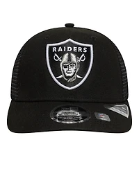 New Era Men's Black Las Vegas Raiders Main Trucker 9SEVENTY Stretch-Snap Hat