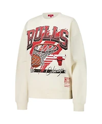 Mitchell & Ness Women's Cream Chicago Bulls Brush Bucket Pullover Sweatshirt