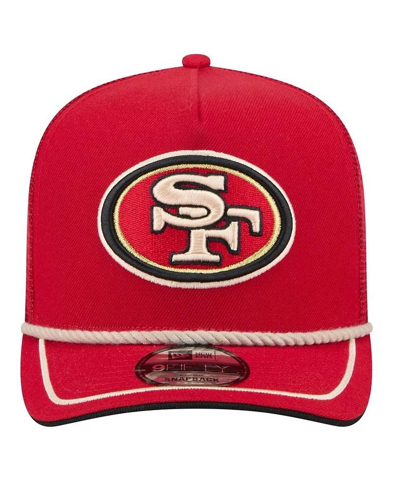 New Era Men's Scarlet San Francisco 49ers Vintage Team Rope A-Frame Trucker 9FIFTY Snapback Hat