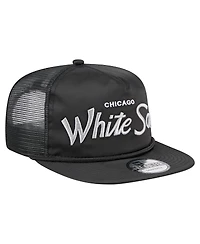 New Era Men's Black Chicago White Sox Retro Satin Script Golfer Adjustable Hat
