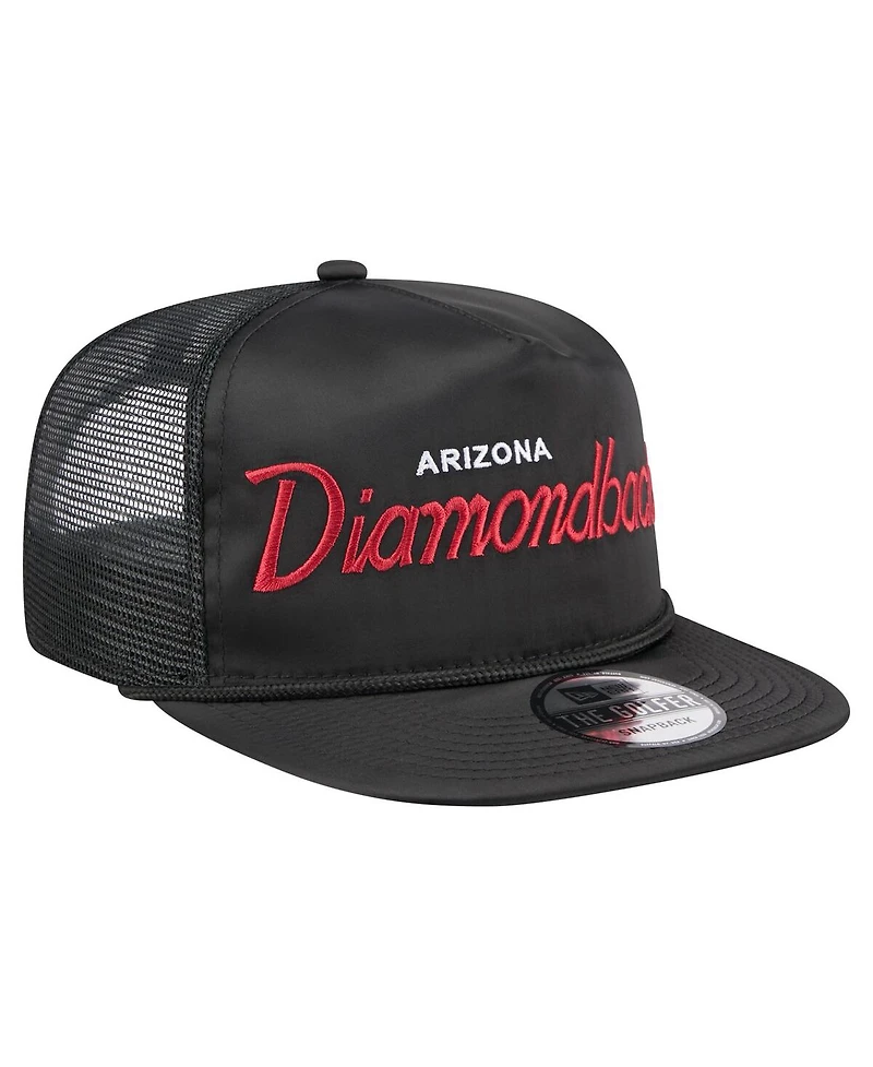 New Era Men's Black Arizona Diamondbacks Retro Satin Script Golfer Adjustable Hat