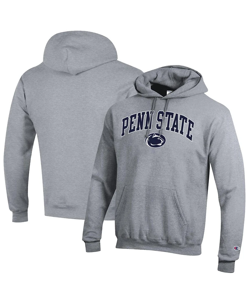 Champion Men's Heather Gray Penn State Nittany Lions Arched Logo Fleece Pullover Hoodie