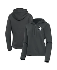 Antigua Women's Pewter Los Angeles Dodgers Contemporary Quarter-Zip Hoodie