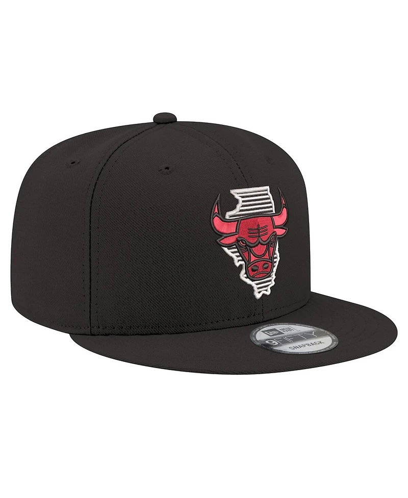 New Era Men's Black Chicago Bulls State Pride 9FIFTY Snapback Hat
