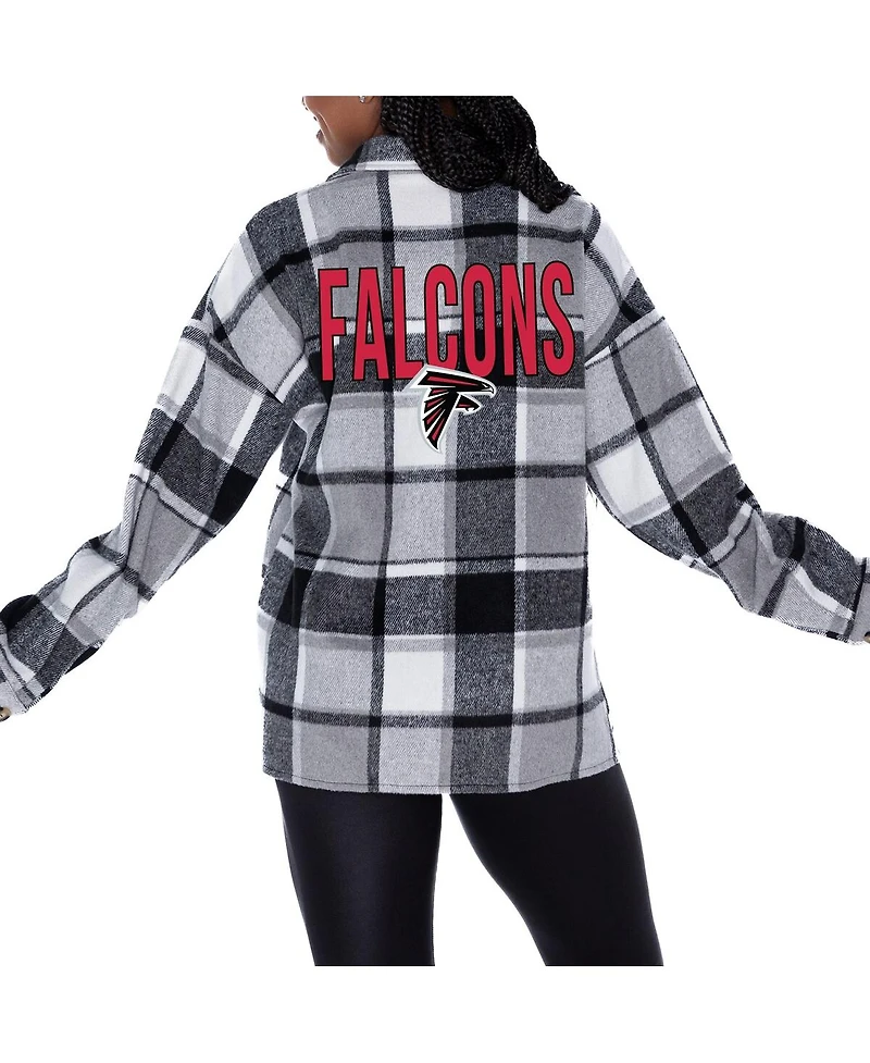 Gameday Couture Women's Gray Atlanta Falcons Fieldside Fun Plaid Button-Up Overshirt Shirt
