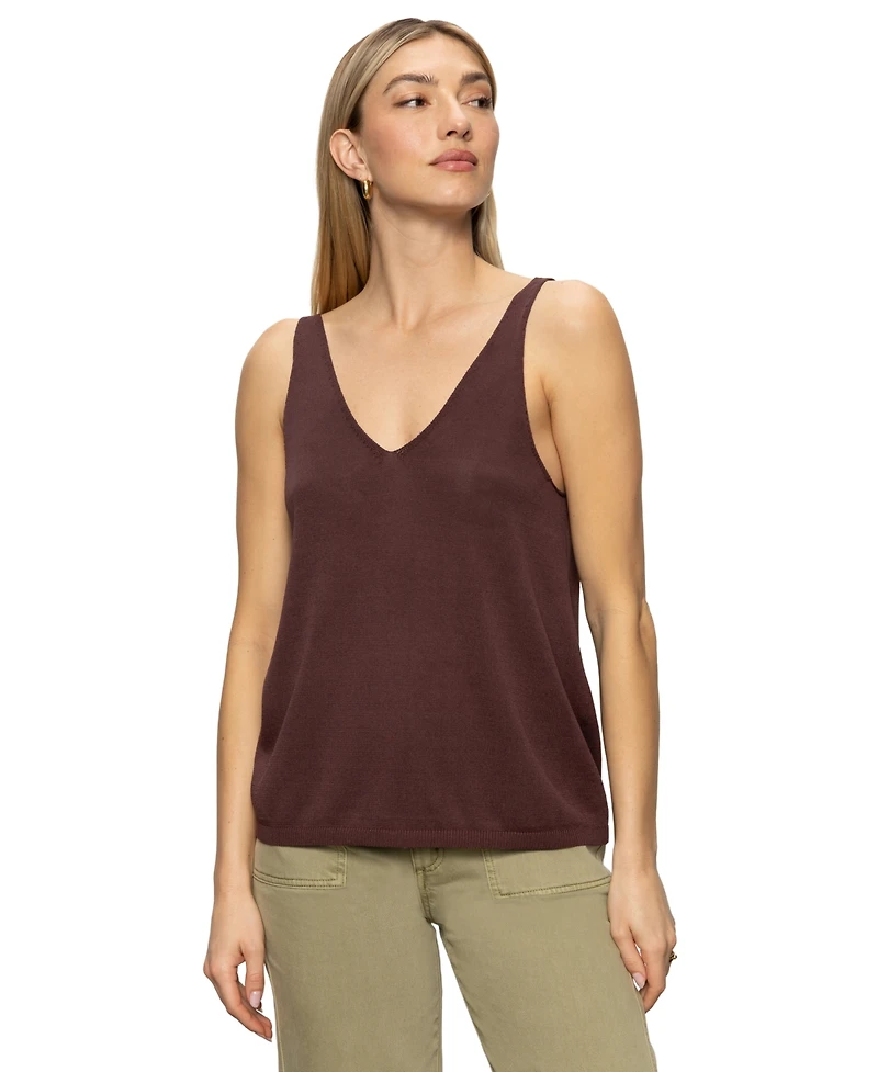 Sanctuary Women's V-Neck Sleeveless Pullover Sweater