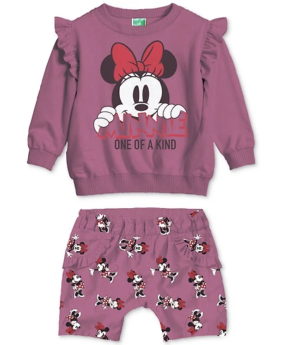 Disney Baby Girls 2-Pc. Minnie One-of-a-Kind Sweatshirt & Shorts Set