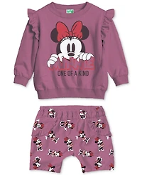 Disney Baby Girls 2-Pc. Minnie One-of-a-Kind Sweatshirt & Shorts Set