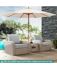 Gymax 10FT Patio Umbrella Table Market Umbrella w/ 8 Bamboo Ribs Pulley Lift & Ventilation Hole