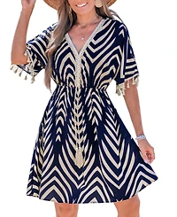 Cupshe Women's Tropic Oasis Abstract Mini Beach Dress