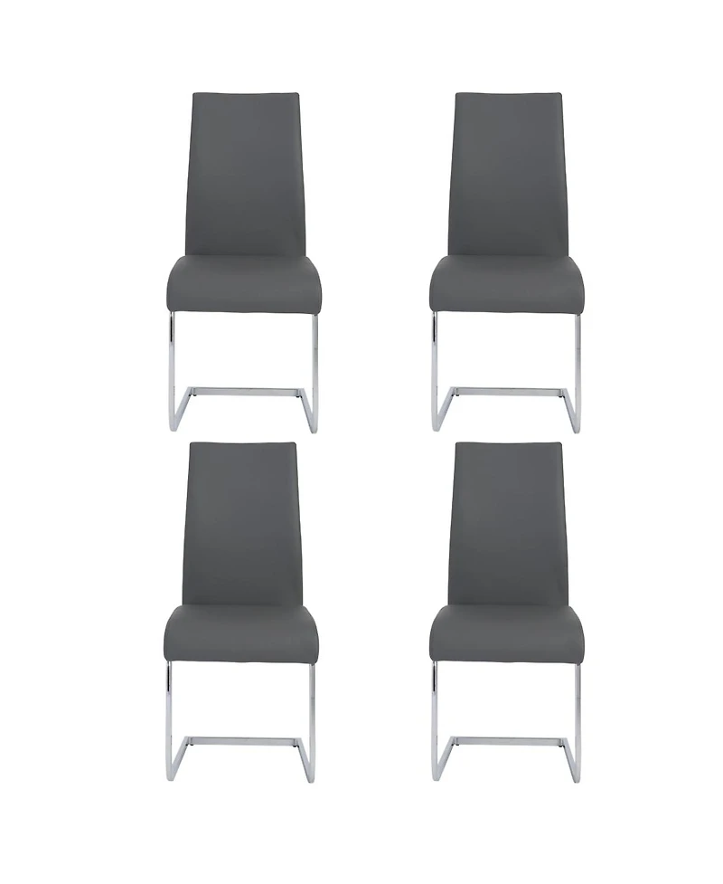 Set of 4 Faux Leather Long Back Cantilever Chairs for Dining Room or Office