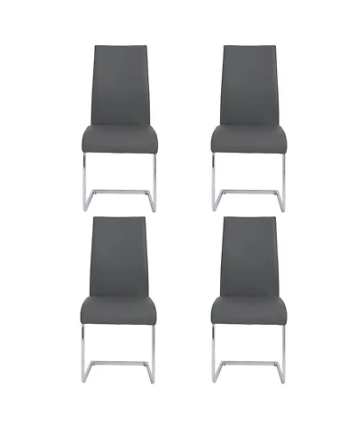 Set of 4 Faux Leather Long Back Cantilever Chairs for Dining Room or Office