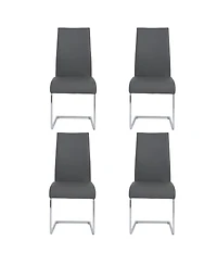 Set of 4 Faux Leather Long Back Cantilever Chairs for Dining Room or Office