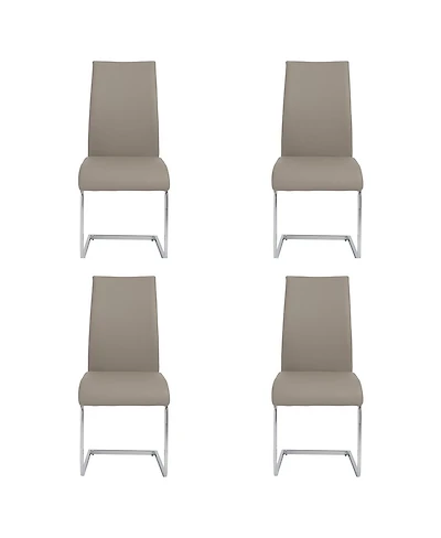 Set of 4 Faux Leather Long Back Cantilever Chairs for Dining Room or Office