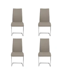 Set of 4 Faux Leather Long Back Cantilever Chairs for Dining Room or Office