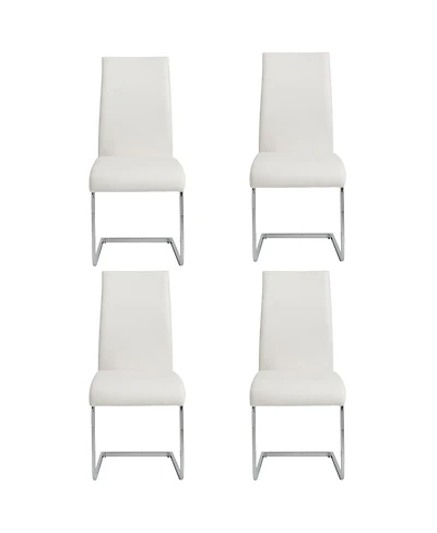 Set of 4 Faux Leather Long Back Cantilever Chairs for Dining Room or Office