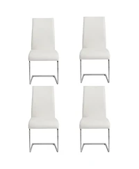 Set of 4 Faux Leather Long Back Cantilever Chairs for Dining Room or Office