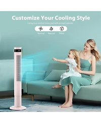 Cowsar Tower Fan Portable Floor Fans 85°Oscillating Fan 43'' Quiet Cooling 12H Timer Remote Control Standing Bladeless Electric 3 Speeds Wind 3 M