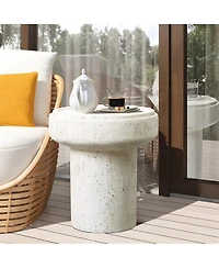 LuxenHome Off White MgO Round 18.5-Inch Tall Side Table, Indoor and Outdoor