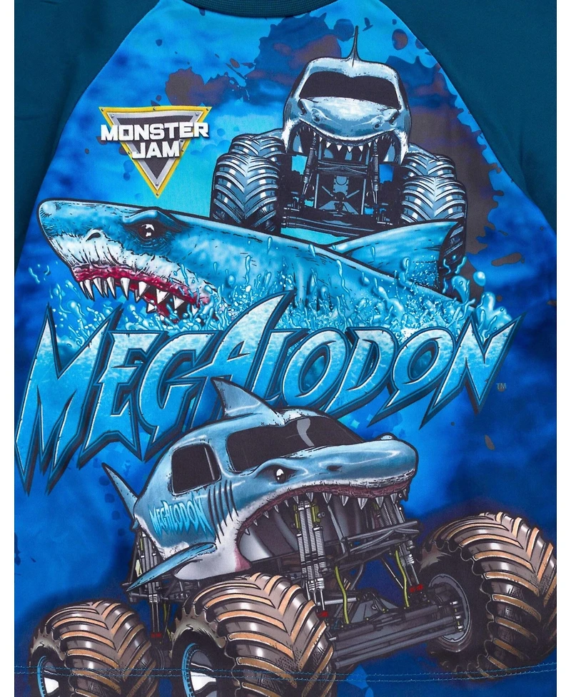 Monster Jam Toddler Boys Grave Digger El Toro Loco Megalodon T-Shirt Tank Top and French Terry Shorts 3 Piece Set to
