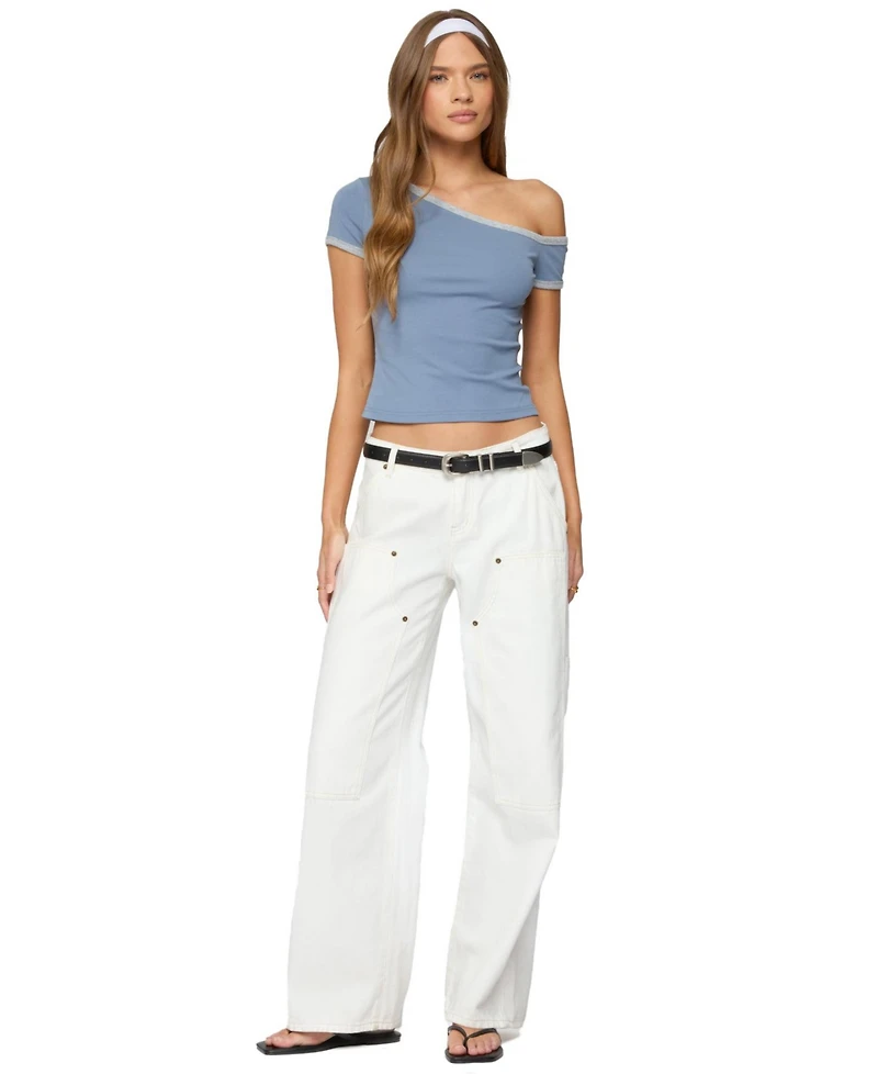 Edikted Women's Lorna Contrast Off Shoulder Top