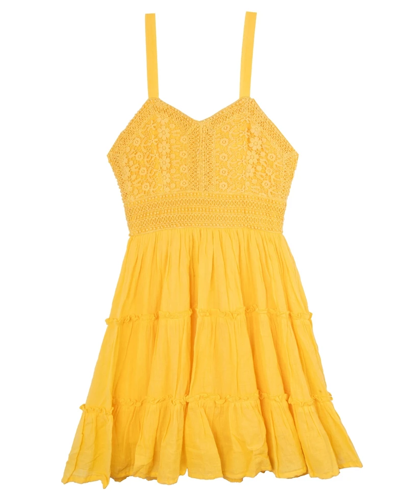 Rare Editions Big Girls Crochet Gauze Dress