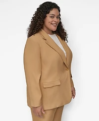 Dkny Plus Sueded Canvas One-Button Blazer