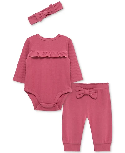 Little Me Baby Rose Headband, Bodysuit & Pants, 3 Piece Set