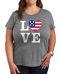 Hybrid Apparel Plus Americana Heart Love Flag Graphic Crew Neck T-Shirt