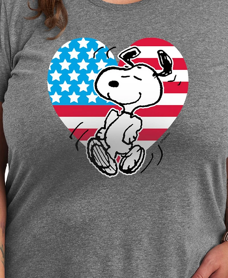 Hybrid Apparel Plus Peanuts Snoopy Americana Graphic Crew Neck T-Shirt