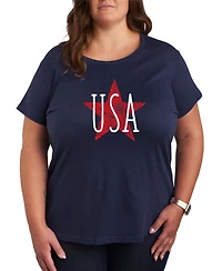 Hybrid Apparel Plus Americana Usa Star Graphic Crew Neck T-Shirt