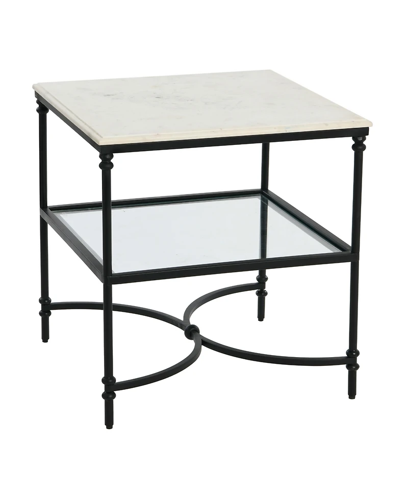Creative Co-op 24" Marble and Metal Libertine Genuine Ogee Edge Square End Table