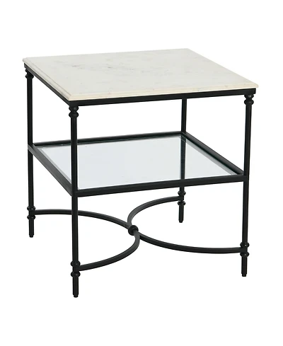 Creative Co-op 24" Marble and Metal Libertine Genuine Ogee Edge Square End Table