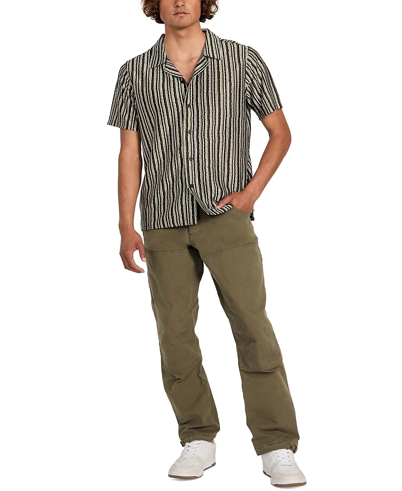 Guess Men's Wyatt Short Sleeve Striped Button-Front Camp
