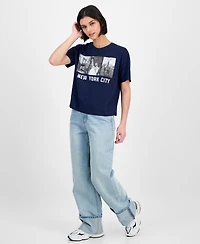Rebellious One Juniors' Nyc Graphic Cropped T-Shirt