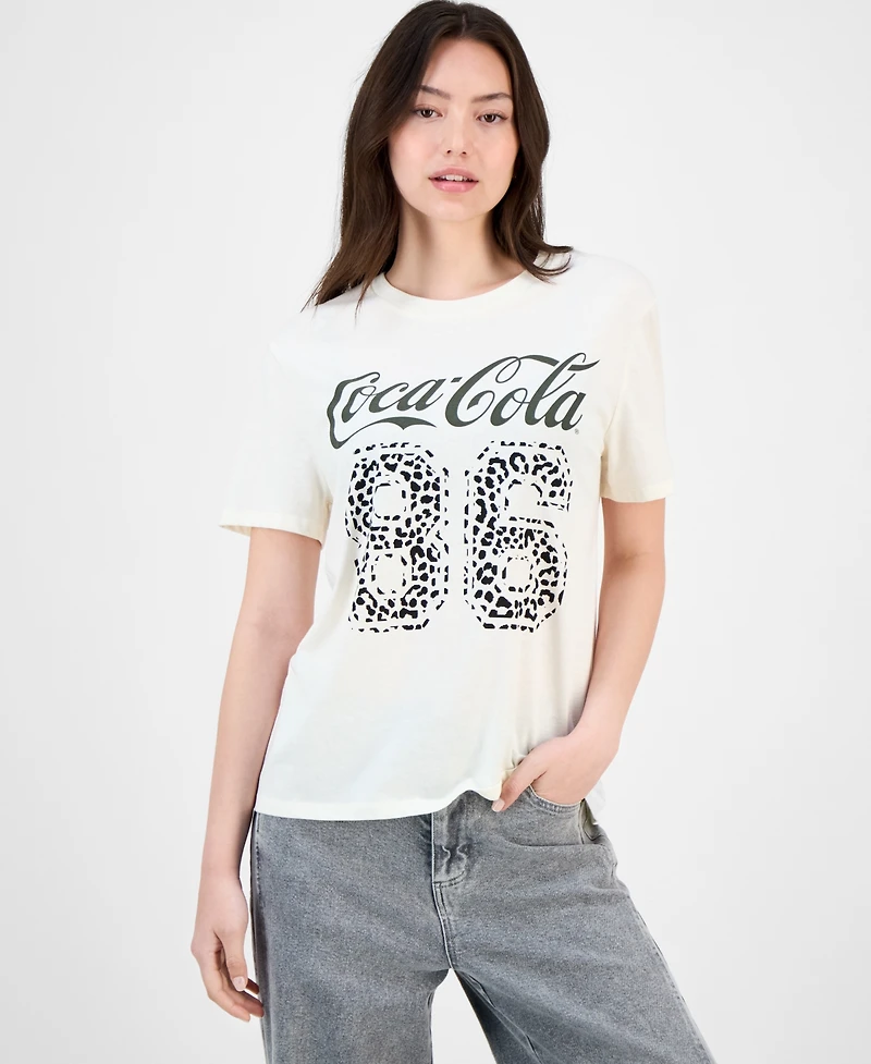 Love Tribe Juniors' Coca-Cola Leopard 86 Graphic T-Shirt