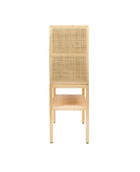 Creative Co-op 15.8" Woven Rattan and Wood Bohemian Cabinet