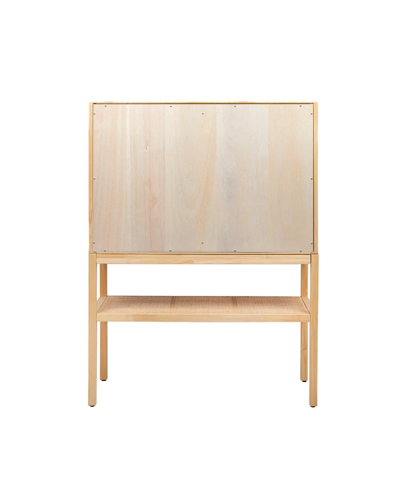 Creative Co-op 15.8" Woven Rattan and Wood Bohemian Cabinet