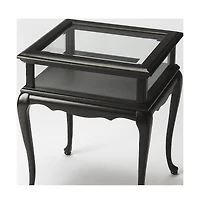Tempered Glass Rectangular End Table with Polished Edges