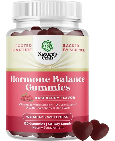 Hormone Balance Gummies for Women | Pms Gummies and Cycle Support Supplements | Vitamin B6, Raspberry Flavor | 120ct