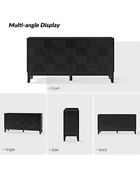 Silakan 60" 4-Doors Sideboard with Solid Wood Legs