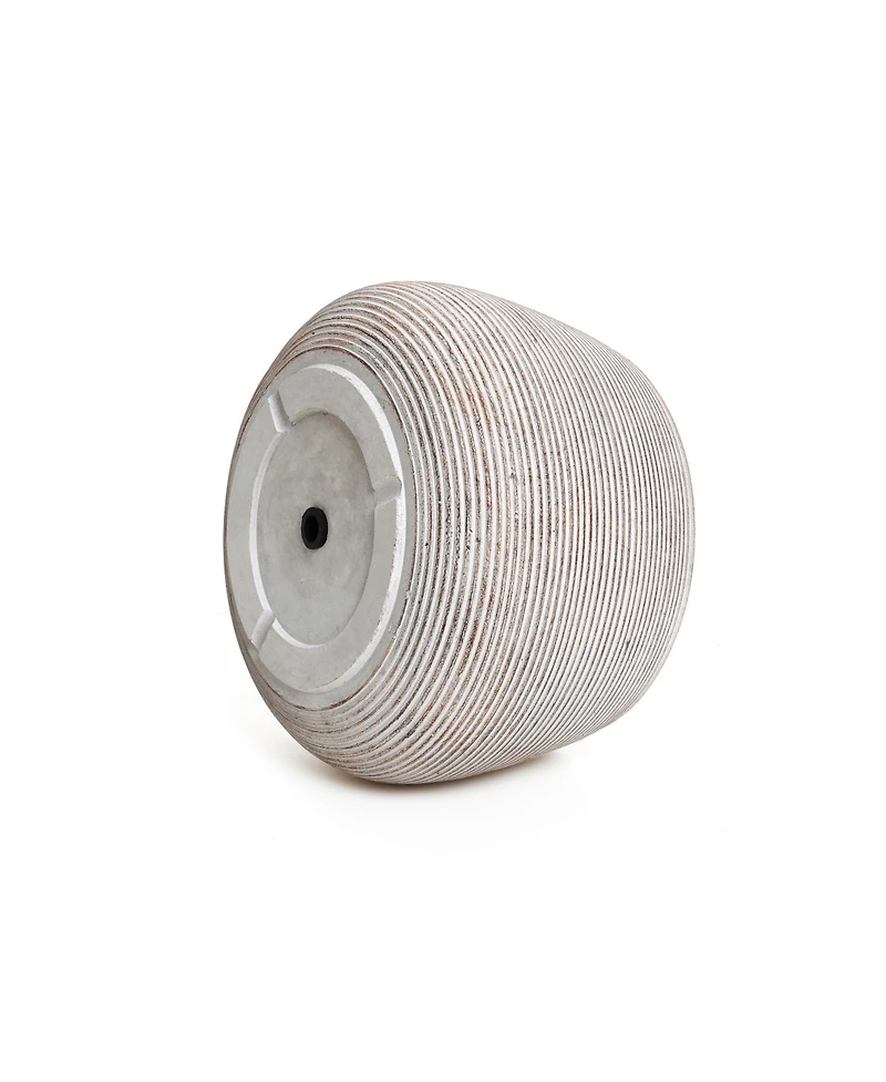 LuxenHome Speckled Off White and Brown Textured Ribbed Bowl 7.5-Inch Tall MgO Planter, Indoor and Outdoor