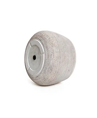 LuxenHome Speckled Off White and Brown Textured Ribbed Bowl 7.5-Inch Tall MgO Planter, Indoor and Outdoor