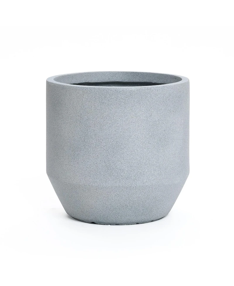 LuxenHome Minimalistic Modern Gray 15.7-Inch Tall Round Tapered MgO Planter