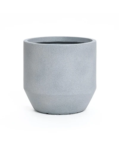 LuxenHome Minimalistic Modern Gray 15.7-Inch Tall Round Tapered MgO Planter