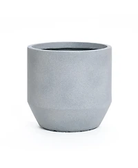 LuxenHome Minimalistic Modern Gray 15.7-Inch Tall Round Tapered MgO Planter