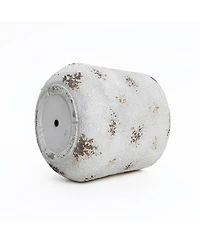 LuxenHome Rustic Off White with Brown Accents 15.6-Inch Tall Round MgO Planter