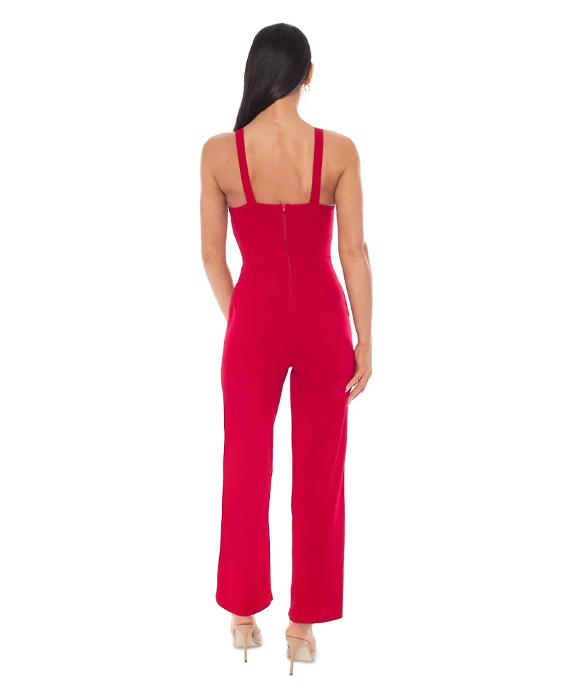 Bebe Women's Scuba Crepe Jumpsuit With Strap